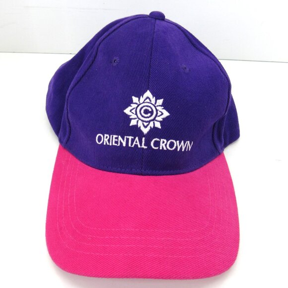 Oriental Crown Embroidered Logo Women's Purple & Pink Adj Strap Back Cap Hat - Picture 8 of 8
